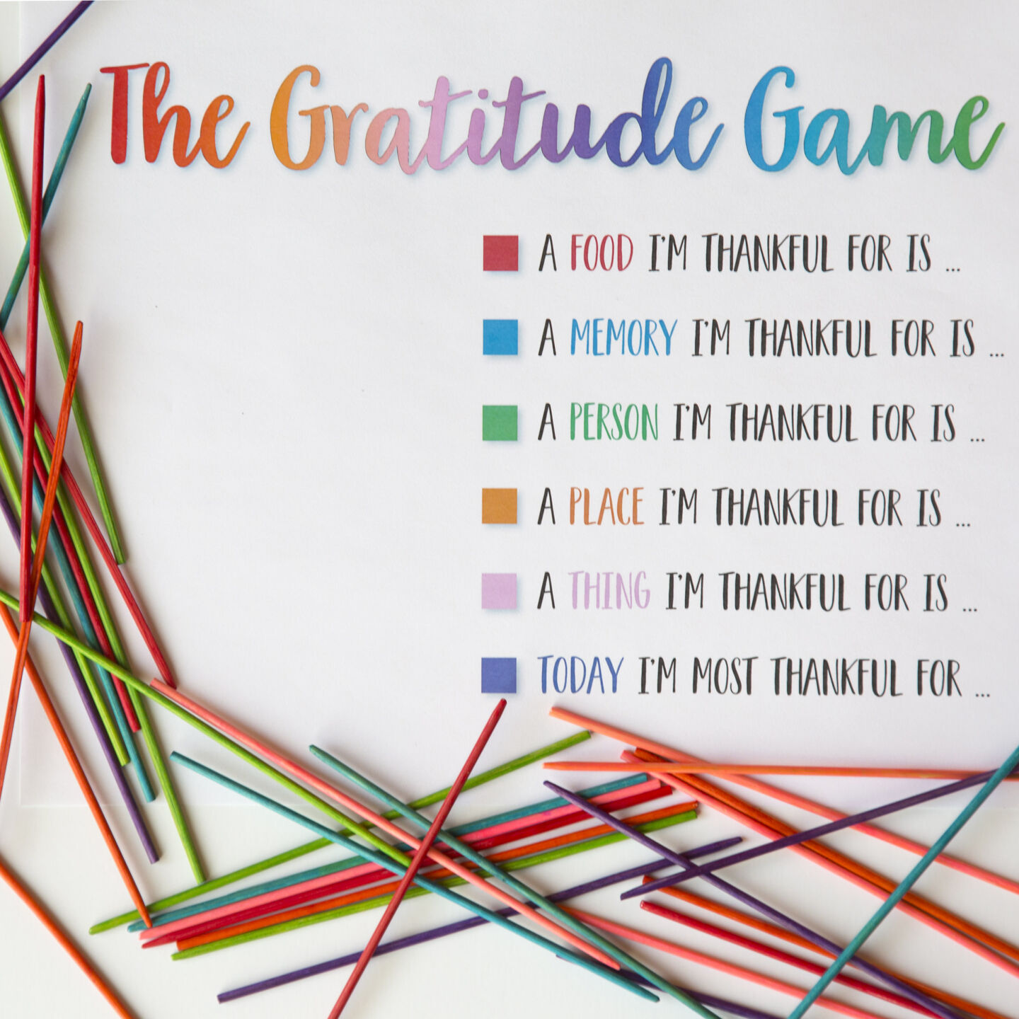 Gratitude Pick-Up Sticks a fun way to talk about thankfulness
